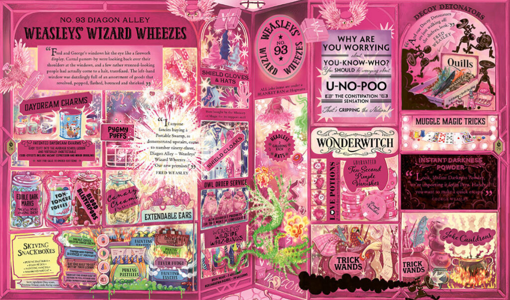 розовый макет (составленный Олией Музой) Волшебных штук Уизли из магазина шуток Фреда и Джорджа