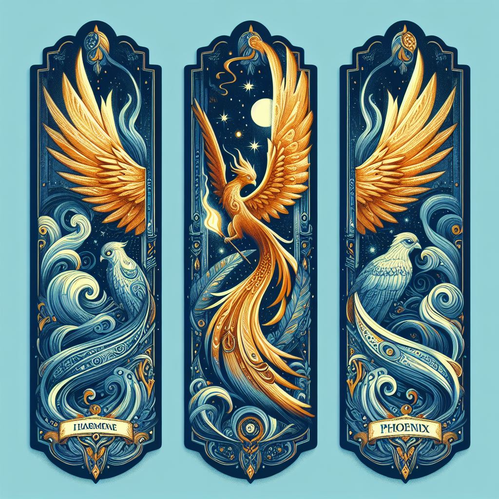 Закладки с изображениями магических существ и реликвий Гарри Поттера-Феникс